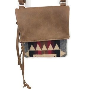 Roots Small Cross Body Bag Shoulder Purse Leather